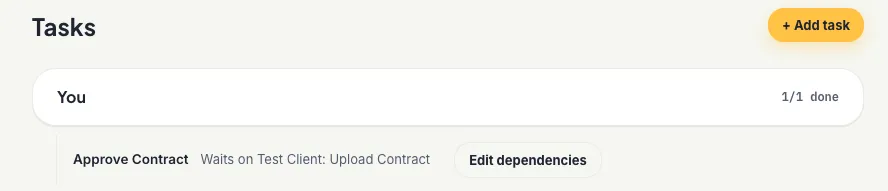 Attaching dependencies to a task.