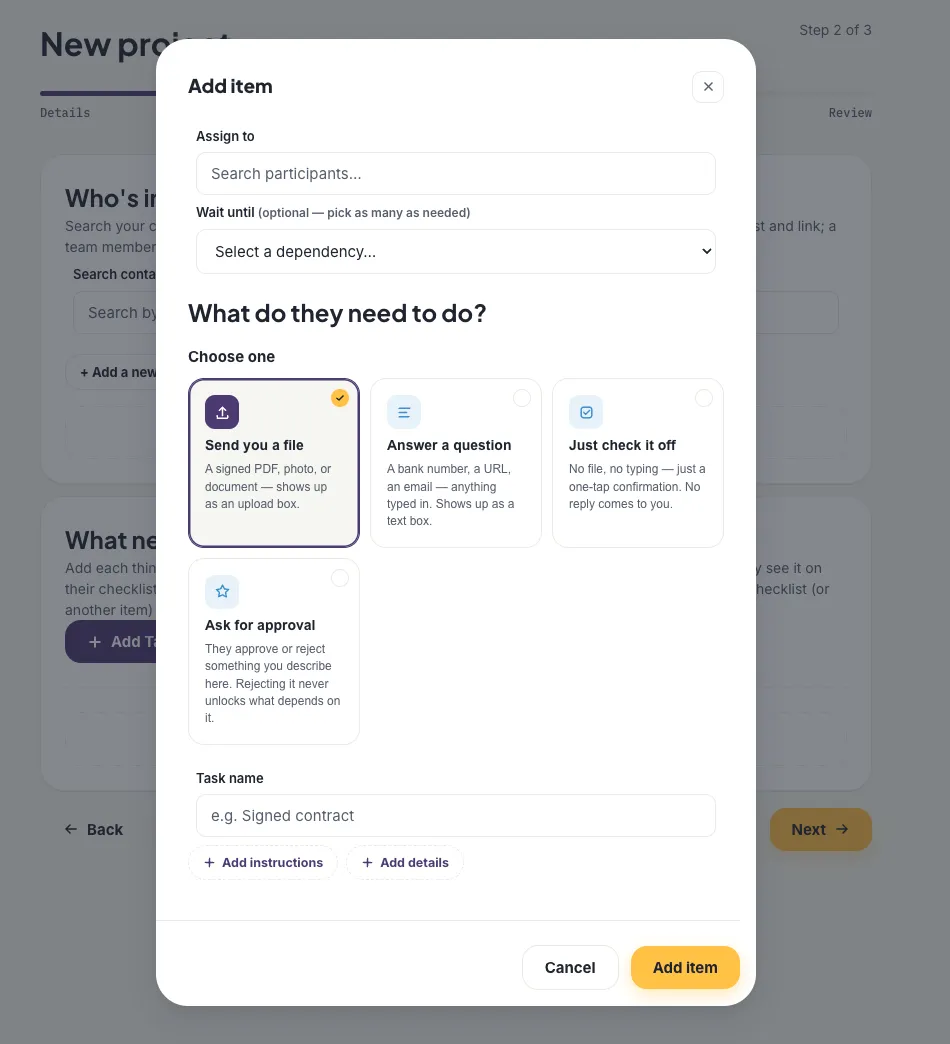 Assigning tasks to individuals.