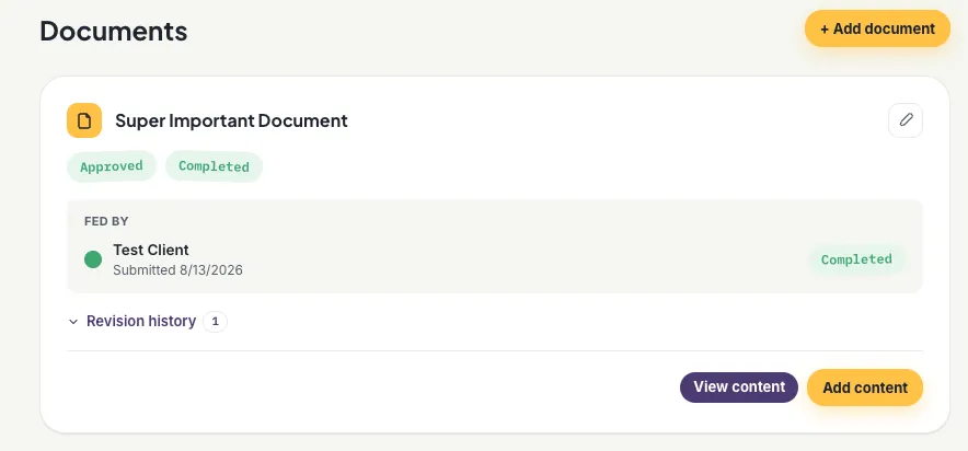 Create Documents for a project.